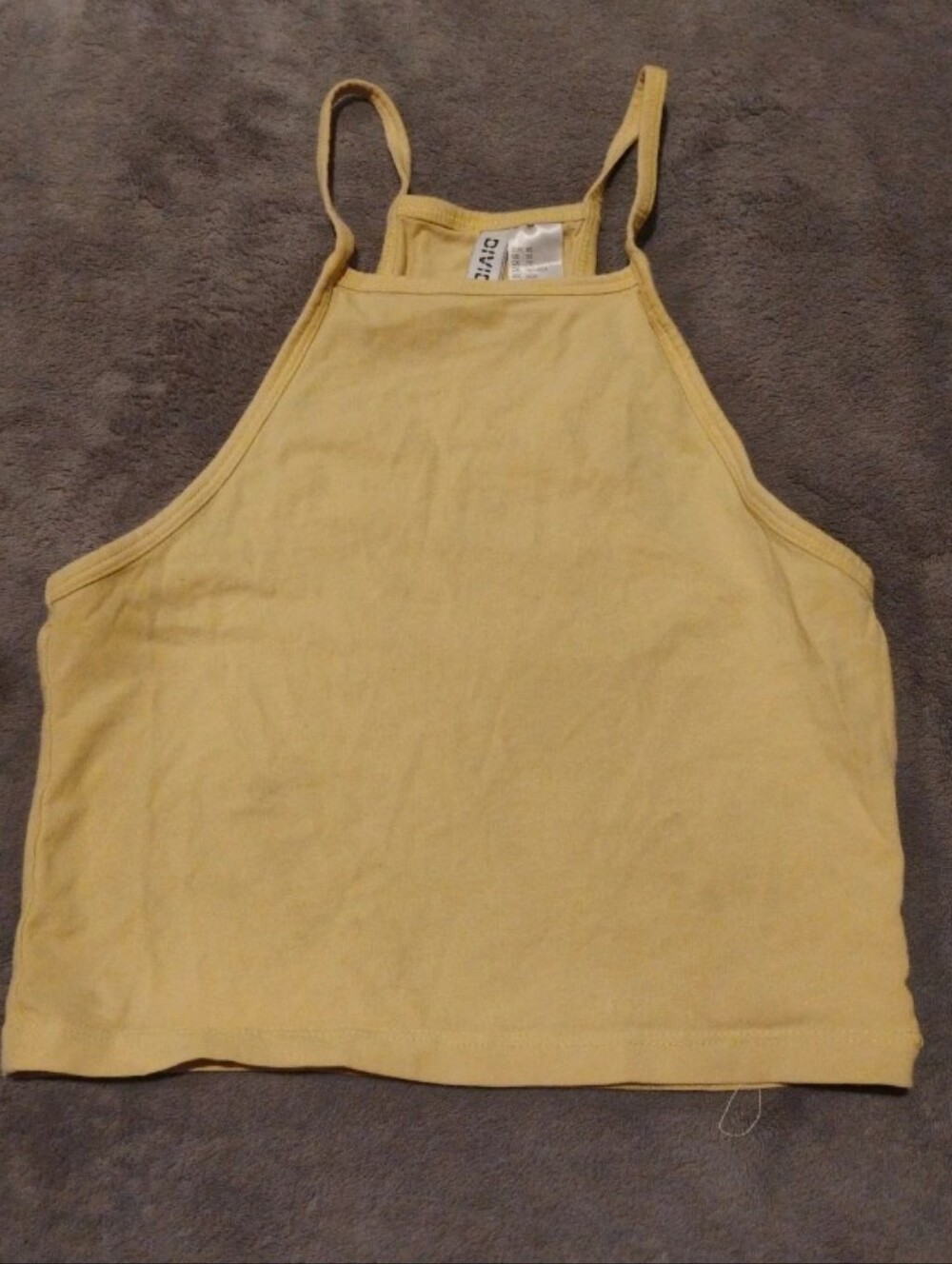 Divided H&M Yellow High Neck Cropped Tank Top - XS